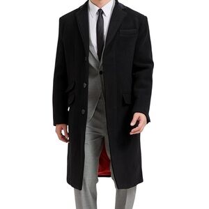 Arthur Black Men's Black Wool Cashmere Blend Over Coat